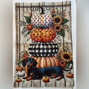 NEW Fall Pumpkin and Dachshund Decorative Garden Flag